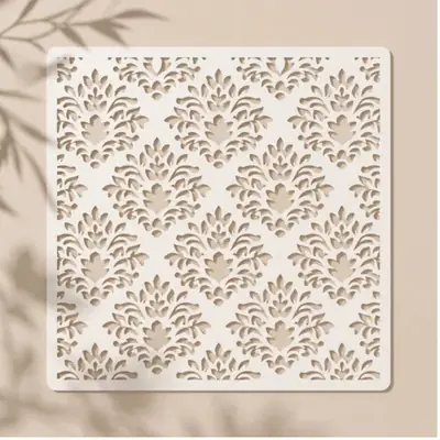 Casvena Crest Damask Reusable Stencil for Wall & Canvas
