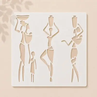 Casvena Warli Tribal Family Reusable Stencil - Wall & Canvas