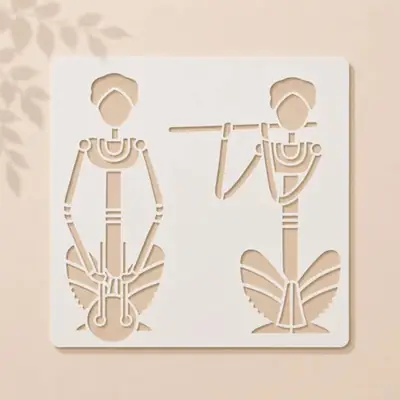 Casvena Tribal Musicians Warli Art Reusable Stencil for Wall