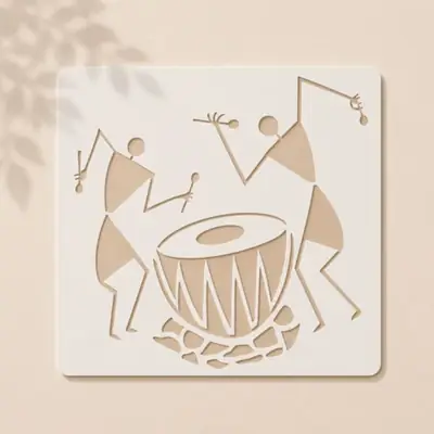 Casvena Warli Ancient Art Reusable Stencil for Wall 