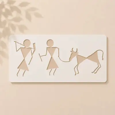 Casvena Warli Folk Art Reusable Stencil for Wall
