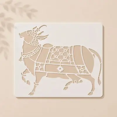 Casvena Traditional Nandi Bull Reusable Stencil for Wall 