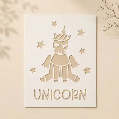 Casvena Unicorn With Stars Stencil Reusable Stencil 