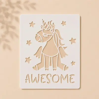 Casvena Unicorn Awesome Stencil Reusable Stencil for Wall