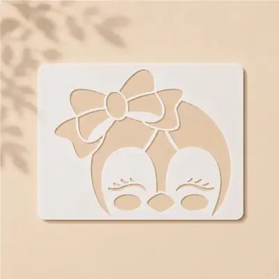 Casvena Penguin Girl Face Stencil Reusable Stencil for Wall 
