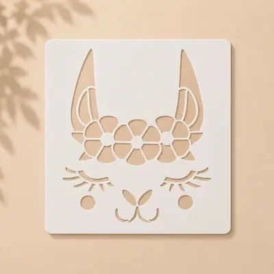 Casvena Llama Face Stencil Reusable Stencil for Wall 