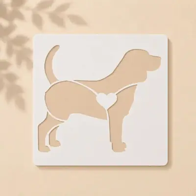Casvena Beagle Heart Reusable Stencil for Wall 