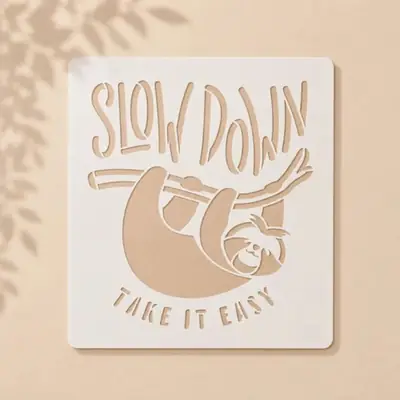 Casvena Slow Down Sloth Reusable Stencil for Wall