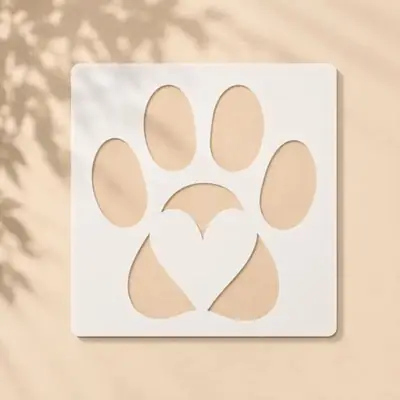 Casvena Paw Print With Heart Reusable Stencil for Wall