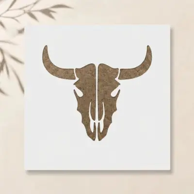 Casvena Cow Skull Stencil for Wall, Wood & Canvas Art