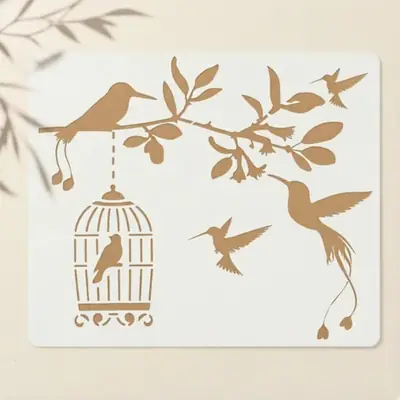 Casvena Flying Birds Reusable Stencil for Wall & Canva