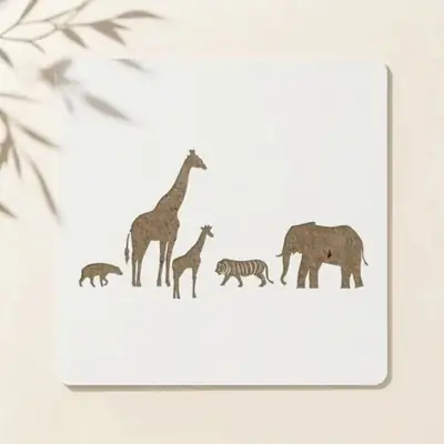 Casvena Wildlife Reusable Stencil for Wall & Canvas Painting