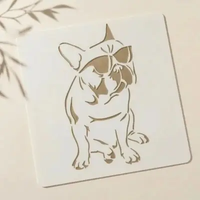 Casvena French Bulldog Reusable Stencil for Wall & Canva