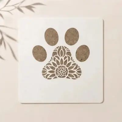Casvena Mandala Dog Paw Print Reusable Stencil for Wall