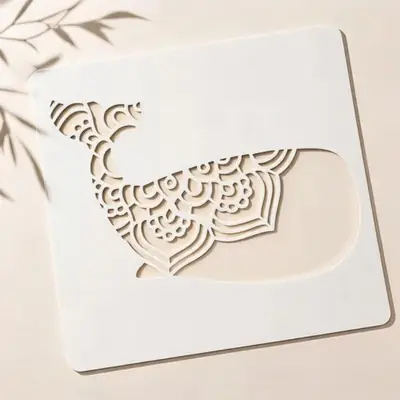 Casvena Whale Mandala Reusable Stencil for Wall