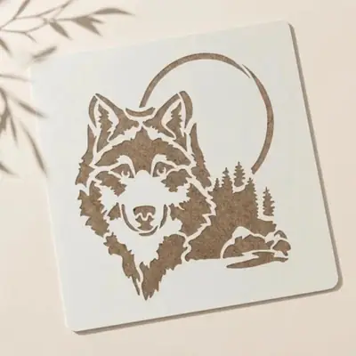 Casvena Wolf Head Reusable Stencil for Wall & Canva