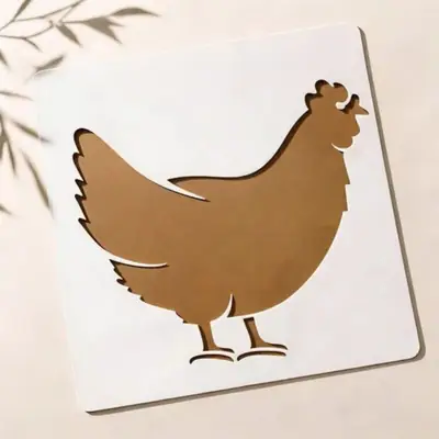 Casvena Chicken Reusable Stencil for Wall & Canvas Painting