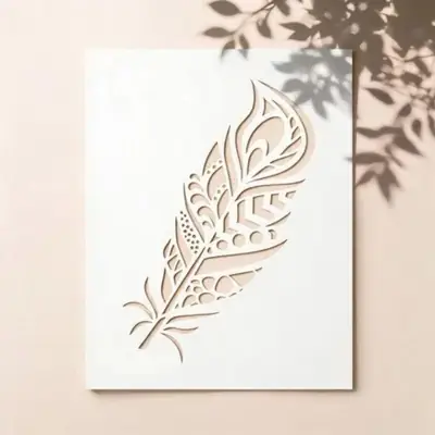 Casvena Peacock Feather Reusable Stencil for Wall