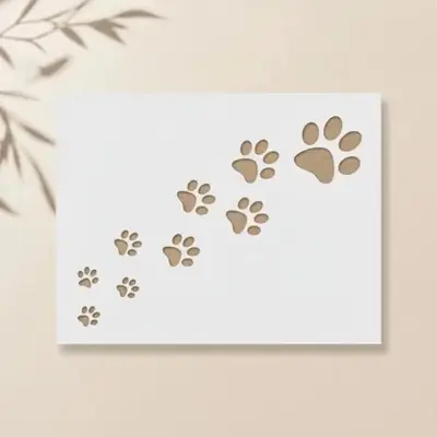 Casvena Trail of Paw Prints Reusable Stencil for Wall