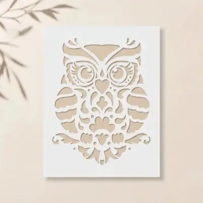 Casvena Owl Reusable Stencil for Wall & Canvas Painting