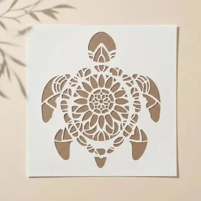Casvena Mandala Turtle Reusable Stencil for Wall