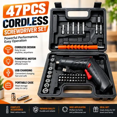 47 Pcs Cordless Electric Screwdriver Set Rechargeable