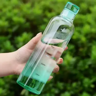 500ml/ Glass Water Bottle With Time Scale - Couple Glass Portable Bottle - Water Container Anti-drop - Outdoor Water Bottle