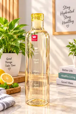 750ml/ Glass Water Bottle With Time Scale - Couple Glass Portable Bottle - Water Container Anti-drop - Outdoor Water Bottle