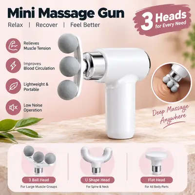 Mini Massage Gun 3 Head Deep Tissue Muscle Massager