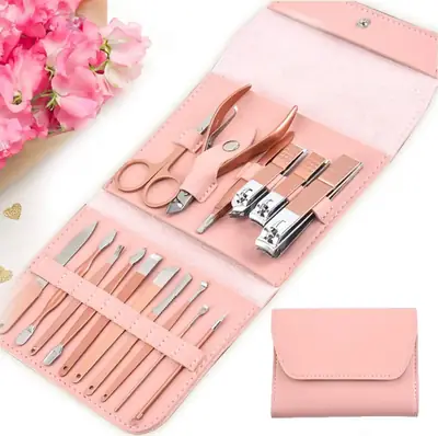 Professional 16 Pcs Manicure Pedicure Kit Full Function Grooming Kit Stainless Steel Spa Tools Kit Trimming Set – Nails Cutter Set – Scissors – Nippers With Foldable and Portable Leather Case