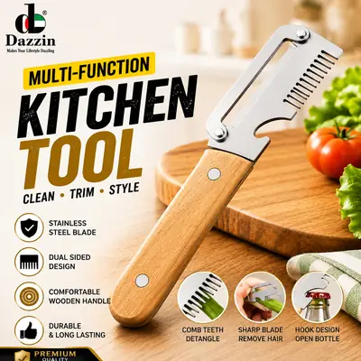 3-in-1 Multi Function Kitchen Tool with Wooden Handle