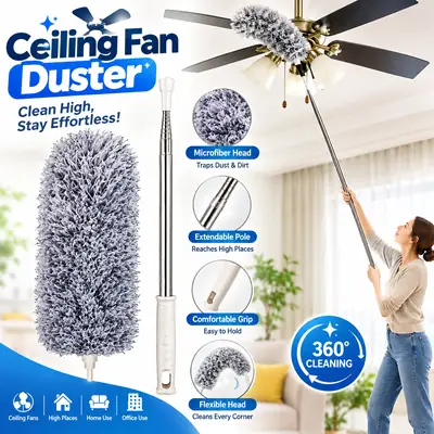 Ceiling Fan Duster with Extendable Stainless Steel Pole
