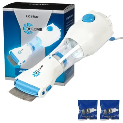 V-Comb Electronic Head Lice Removal Machine – Electric Lice Comb for Head Lice & Nits Removal, Reusable Scalp Care Comb