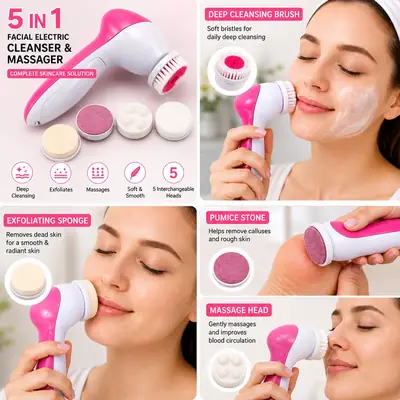 5 in 1 Facial Electric Cleanser & Massager, Multifunctional 