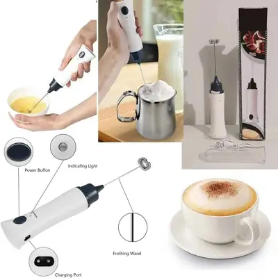 Handheld Electric Milk Frother & Coffee Mixer – Portable Coffee Whisk with Stainless Steel Beater for Cappuccino, Latte, Hot Chocolate & Milk Foam
