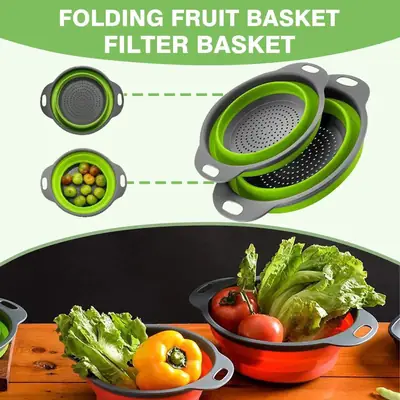 Collapsible Silicone Colander Foldable Kitchen Strainer