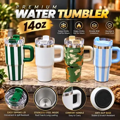 14oz Tumbler Cup | Stylish Hot & Cold Drink Cup