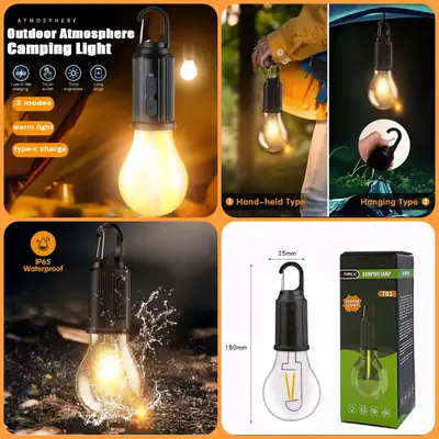 Rechargeable LED Hanging Bulb – Portable Emergency Light with Built-In Battery for Home, Bedroom, Camping & Power Outage Use
