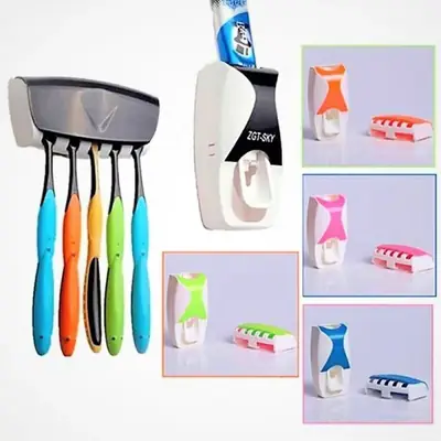 Automatic Toothpaste Dispenser & Toothbrush Holder Set