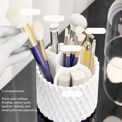 360° Rotating Makeup Brush Organizer