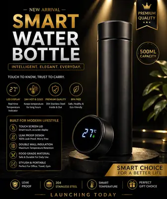 LED Temperature Water bottle with Customize name 