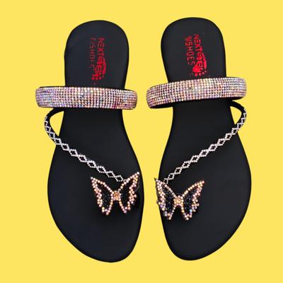 Black Rhinestone Butterfly Flats Women Size 6-10 thumbnail 2