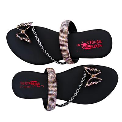 Black Rhinestone Butterfly Flats Women Size 6-10 thumbnail 3