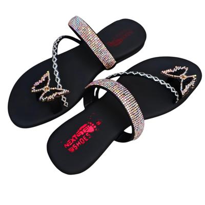 Black Rhinestone Butterfly Flats Women Size 6-10 thumbnail 5
