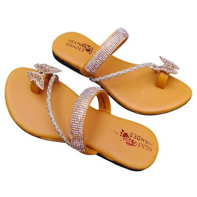 Women Rhinestone Butterfly Flats Yellow thumbnail 4