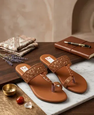 Women Brown Rhinestone Slippers Mustard thumbnail 6