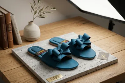 Women's Blue Bow Flat Slippers New Arrival thumbnail 2