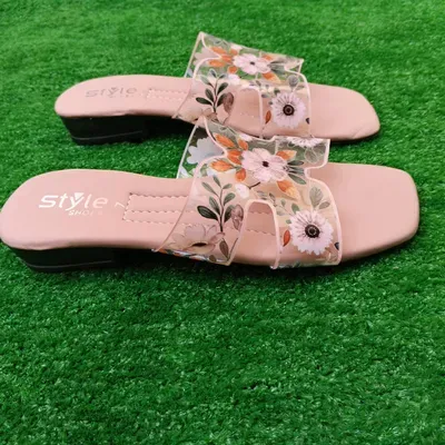 Women Floral Rhinestone Heel Sandals Pink thumbnail 3