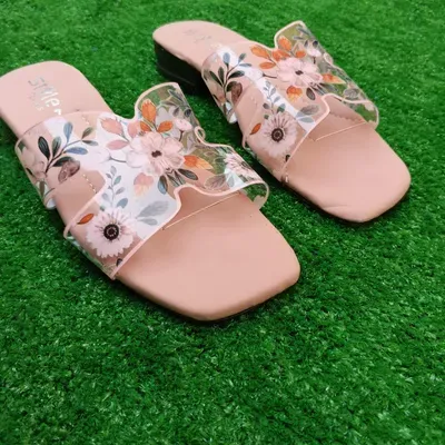 Women Floral Rhinestone Heel Sandals Pink thumbnail 4