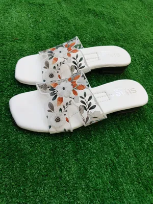 Women Floral Flat Sandals White Comfortable thumbnail 4